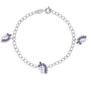 Sparkling Unicorn Charm: Sterling Silver Bracelet for Women