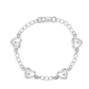 Sparkling Sterling Silver Heart Charm Bracelet for Women