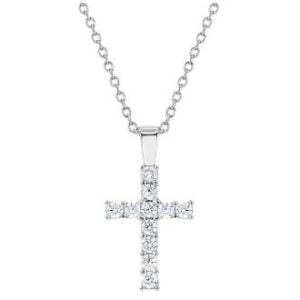 Sparkling Sterling Silver Name Necklace - Dazzling Cubic Zirconia Cross Pendant
