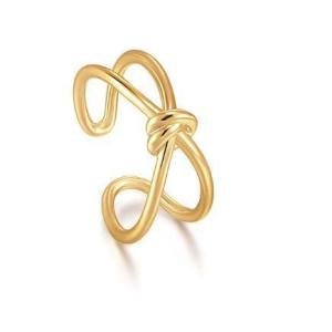 Stunning Sterling Silver Double Band Ring with Gold Knot - Perfect for Every Occasion