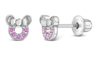 Sparkling Minnie Mouse Earrings - Perfect Sterling Silver Gift for Little Ones
