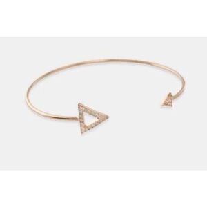 Elegant Rose-Plated Cuff Bracelet with Sparkling CZ Triangles