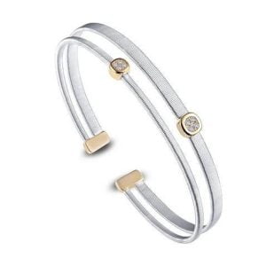 Elegant Gold-Plated Sterling Silver Bangle: A Timeless Piece with Sparkling Simulated Diamonds