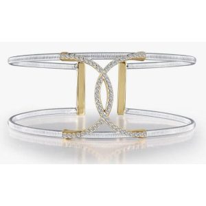 Dazzling Couple Bracelets: Platinum, Gold, and Simulated Diamonds