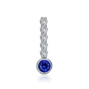 Dazzling Sterling Silver Charm: Express Love with Simulated Diamonds and Sapphires