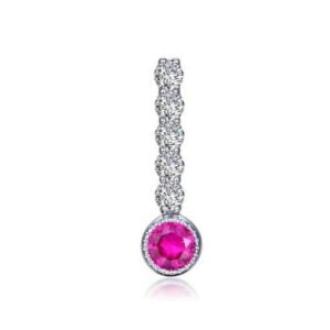 Dazzling Cushion Cut Silver Charm: Express Love with Rubies and Diamonds