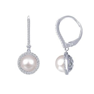 Elegant Simulated Diamond and Pearl Earrings: Timeless Luxury