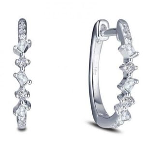 Exquisite Sterling Silver Hoop Earrings with Diamond Cuts - Perfect for Special Occasions