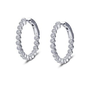Luxurious Sterling Silver Platinum Bonded Earrings with Lassire Simulated Diamonds