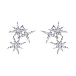 Elegant Sterling Silver Earrings: Star Cluster Simulated Diamonds