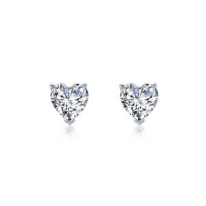 Stunning Silver Earrings: Heart-Shaped Design with Simulated Diamond Color