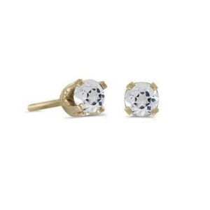 Sparkling 14kt Yellow Gold Stud Earrings with April White Topaz