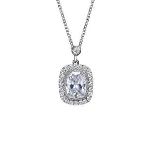 Stunning Art Deco Halo Necklace with Simulated Diamonds
