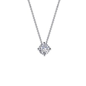 Classic Lafonn Necklace: Platinum-Bonded Simulated Diamond Solitaire
