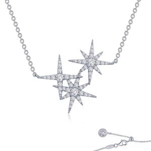 Shimmering Simulated Diamond Pendant: A Star in Sterling Silver