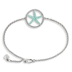 Stunning Women's Starfish Bracelet: Sterling Silver with Turquoise Details