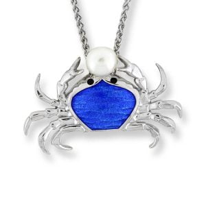 Exquisite Sterling Silver Blue Crab Necklace: A Unique Sea Life Treasure