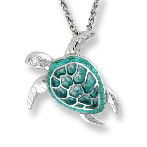 Stunning Sterling Silver Turtle Pendant: A Unique Sapphire Eye Jewel