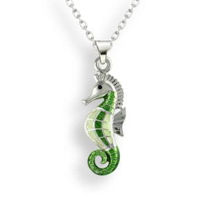 Vibrant Lime Green Seahorse: A Unique Pendant with Glossy Finish