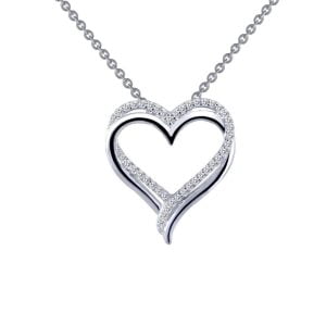 Elegant Double Heart Necklace: Sparkling Simulated Diamonds in Sterling Silver