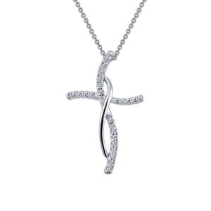 Sparkling Simulated Diamond Cross Pendant: Elegance in Sterling Silver