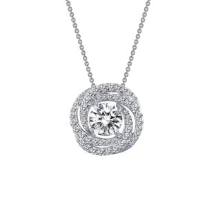 Luxurious Circle Pendant: Lafonn's Lassaire Simulated Diamonds in Platinum Bonded Silver