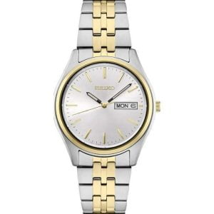 Sleek Modern Watch: Silver Dial, Two-Tone Quartzes, Perfect for Everyday Wear