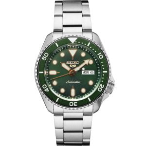 Stylish Diver-Style Men's Watch: Green Dial, Automatic, Robust Design