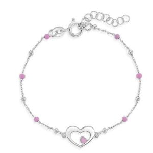 Charming Sterling Silver Double Heart Bracelet - Perfect Gift for Little Girls