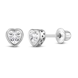 Sparkling Sterling Silver Heart Stud Earrings: Elegance Redefined