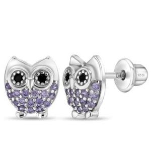 Stylish Sterling Silver Owl Stud Earrings for Men