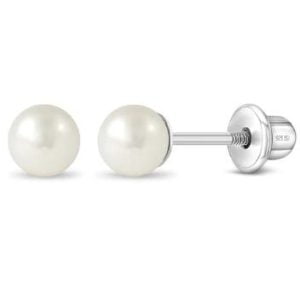 Elegant Sterling Silver Pearl Stud Earrings - Classic Beauty for Every Occasion