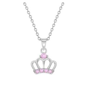 Sparkling Princess Crown Pendant: Perfect Sterling Silver Jewelry for Your Princess