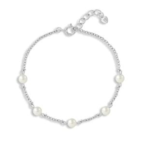 Timeless Elegance: Sterling Silver Bracelet with Adjustable Pearls for Women