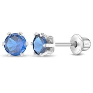 Stunning Sterling Silver Blue CZ Stud Earrings for Men