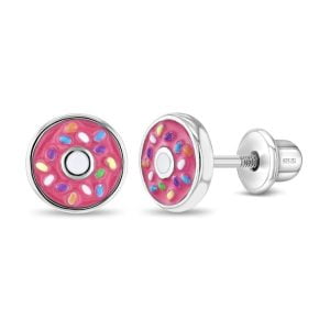 Glossy Sterling Silver Doughnut Studs: Unique and Playful Jewelry for Women