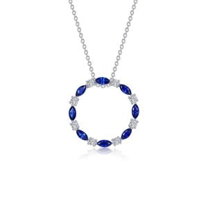 Sparkling Sapphire: Sterling Silver Pendant with Lab-Grown Gem
