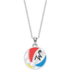 Beach Day Charm: Sterling Silver Necklace with Enamel Beach Ball