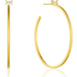 Dazzling Sterling Silver Hoop Earrings: Glamour in Gold Tone