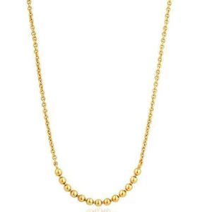 Stylish Goldtone Sterling Silver Necklace with Spherical Beads