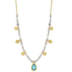 Stunning Sterling Silver Necklace: Dazzling Turquoise and Labradorite Stones