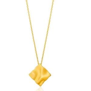 Elegant Layered Sterling Silver Necklace: Gold-Tone Finish with Square Pendant