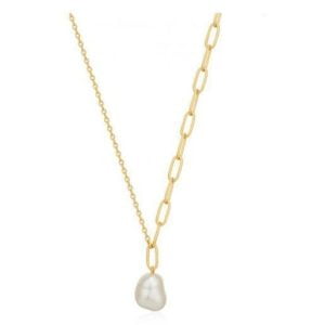 Glittering Gold Plated Necklace: Elegant Pearl Chain for Your Perfect Fit