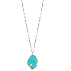 Stunning Sterling Silver Necklace: Turquoise Tidal Wave Design