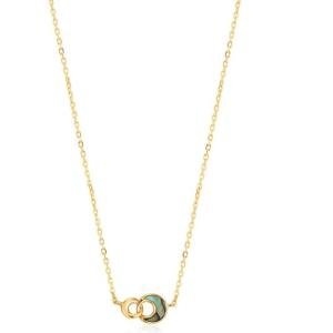 Elegant Gold-Tone Sterling Silver Necklace: Delicate Abalone Links