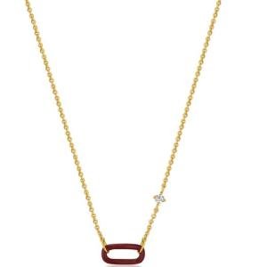 Stunning Gold Plated Sterling Silver Necklace with Red Enamel