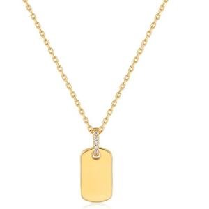 Glamorous Gold-Plated Sterling Silver Tag Necklace: A Sparkling Addition to Your Collection