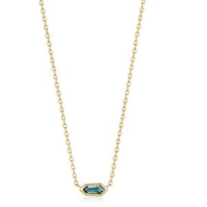 Sparkling Sterling Silver Necklace with Teal CZ Stones