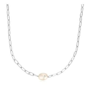 Stunning Adjustable-Length Sterling Silver Necklace with Pearls and Sparkles