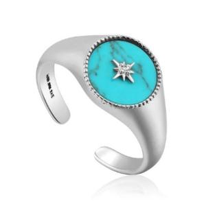 Stunning Adjustable Sterling Silver Ring with Turquoise CZ Stones